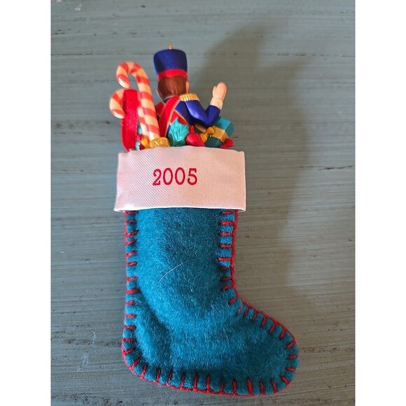Hallmark Grandson Stocking Keepsake Ornament Dated 2005 A Grandson Is Cheer Vtg - Picture 3 of 9